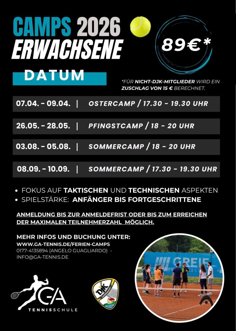 Erwachsenen Camps 2026 Tenniscamp für Erwachsene in Augsburg Lechhausen